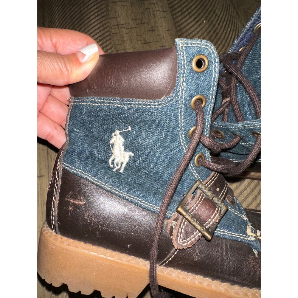 Polo Ralph Lauren Kids Randen Denim & Leather Boots – Size 2Y (Boys)